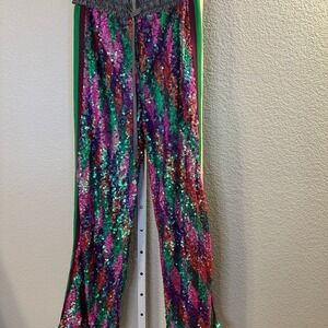 Dimora Sequin Pants Multicolor Striped‎ Drawstring Waist Party Pants